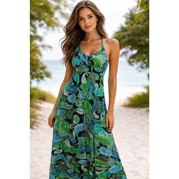 new directions Dresses & Skirts - New Directions Tank Maxi Dress Paisley Print NWT Sz. LG. Festival Hippie Beach